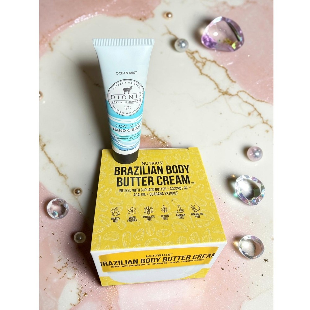 Nutrius Brazilian Body Butter Cream & Dionis Ocean Mist Goat Milk Hand Cream Set